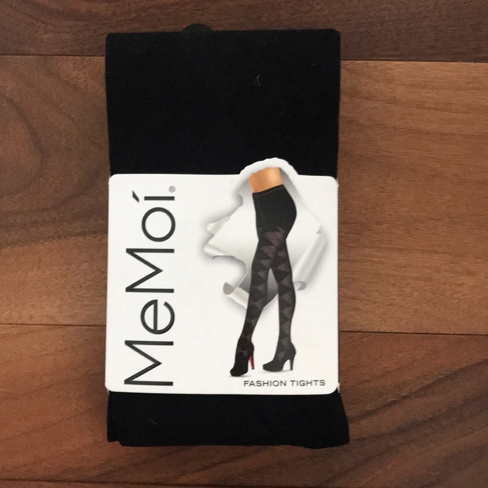 NWT black geometric pattern fashion tights